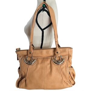 Bruce Makowsky Durango Pebbled Leather Shoulder Handbag.